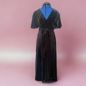 Simple black velvet wrap dress, nice fabric, NWT